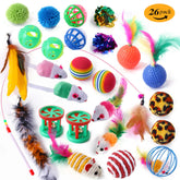 KUTKUT 26 PCS Cat Toys for Indoor Cats, Kitten Toys with Cat Wand Toy Mint Catnip Toys for Cats with Crinkle Cat Toy Mouse Cat Ball Toy for Indoor Cats Kittens Exercise