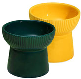 KUTKUT Ceramic Cat Food Or Water Bowl, 2 Pcs Raised Cat Feeder Dishes with Stand, Elevated Pet Food Bowl for Cats and Small Dogs, Stress Free Backflow Prevention & Reduce Neck Burden - kutkut