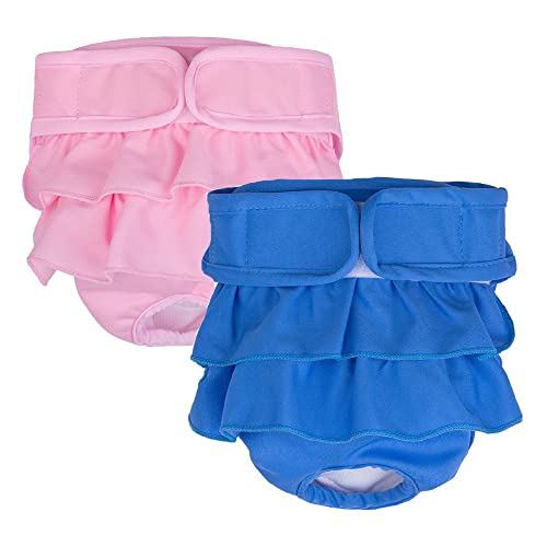 KUTKUT 2 pcs Dog Female Diaper, Ultra Absorbent Reusable Doggie Diapers, Washable Pant for Dog Period Panties Dresses for Dogs in Heat, Period or Excitable Urination - kutkutstyle
