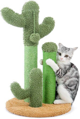 KUTKUT Cat Scratching Post Cactus Cat Scratcher Featuring with 3 Scratching Poles and Interactive Dangling Ball, Cat Tree Sisal Coverd Scratch Board for Indoor Cats -Medium 23 Inches