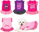 KUTKUT 4 Pieces Pet Dress Shirt Cute Dog Cat Girl Sundress, Dog Princess Dress Puppy Summer Apparel Clothes Dog Skirt Shirt with Ruffles Dress for Papillon, Pekingese, Shihtzu etc - kutkutsty