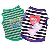 KUTKUT Combo of 2 Stripe Print Pet Vest Breathable Autumn,Spring & Summer Cotton Sleeveless Shirt for Small Dog and Cat (Size: L, Chest Girth 45cm, Neck Girth 32 cm, Back Length 35 cm) - kutk