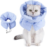 KUTKUT Adjustable Cat Recovery Cone Collar, Lightweight Soft Cat E-Collar Alternative After Spay, Waterproof Comfy Collars to Stop Licking Wound After Surgery, Protective Cone for Kittens/Puppies (Blue)