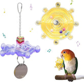 KUTKUT 2PCS Bird Toys for Parakeets Colorful Bird Wheel Rotating Toys Parrot Chewing Toys Interactive Spinner Rattle Parrot Toy Love Bird Toy Bird Cage Accessories for Small Medium Birds