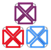 EZYHOME 3Pack Silicone Trivet Mat Expandable Hot Pot Holder With Stainless Steel Frame Heat Resistant Insulated Hot Pads Coasters Table Dish Mat Tableware Placemat for Hot Pans Bowls