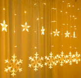 EZYHOME Diwali Light - 8 Modes Waterproof 136 LED Diwali Window Curtain String Lights | Christmas Fairy Hanging Light for Indoor Outdoor (Snowflake Style)