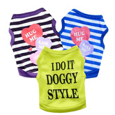 KUTKUT Combo of 3 Sleeveless Cotton Sweat Shirt for Puppy, Small Dog and Cat (Size: L, Chest Girth 45cm, Back Length 35 cm) - kutkutstyle