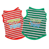 KUTKUT Combo of 2 Stripe Print Pet Vest Breathable Autumn,Spring & Summer Cotton Sleeveless Shirt for Small Dog and Cat (Size: L, Chest Girth 45cm, Neck Girth 32 cm, Back Length 35 cm) - kutk