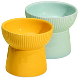 KUTKUT Ceramic Cat Food Or Water Bowl, 2 Pcs Raised Cat Feeder Dish with Stand, Elevated Pet Food Bowl for Cats and Small Dogs, Stress Free Backflow Prevention, Anti Vomiting Reduce Neck Burd