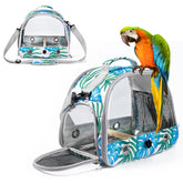 KUTKUT Bird Travel Carrier - Bird Carry Transport Bag with Standing Perch, Printed Bird Carrier Travel Bag Breathable with PP Tray, Outside Travel Cage for Budgies,Parrots, Conures