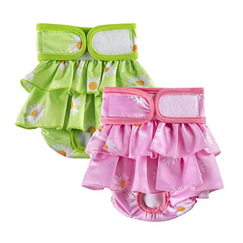 KUTKUT Pcs Female Dog Diapers Adjustable Washable Reusable Super Absorbency Leak-Proof Dog Nappie for Dogs in Heat, Period or Excitable Urination,