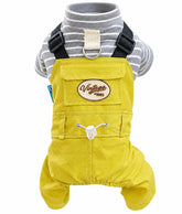 KUTKUT 2-in-1 Small Dog Jumpsuit Overall with Built in Leash Ring, Cat Vintage Bib Pants, Snap Button Party Dog Clothes All-in-One Jumpsuit for Shihtzu, King Charls (Yellow)