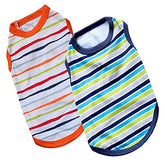KUTKUT Combo of 2 Drooling Striped Print Pet Vest Breathable Cotton Sleeveless Shirt for Puppy, Small Dog and Cat (Size: L, Chest Girth 45 cm, Neck Girth 32 cm, Back Length 35 cm) - kutkutsty