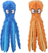 KUTKUT 2 Pcs Dog Squeaky Toys Octopus - No Stuffing Crinkle Plush Dog Toys for Puppy Teething, Durable Interactive Dog Chew Toys for Small to Medium Dogs Training and Reduce Boredom - kutkuts