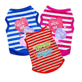 KUTKUT Combo of 3 Stripe Print Sleeveless Cotton Sweat Shirt for Puppy, Small Dog and Cat (Size: L, Chest Girth 45cm, Back Length 35 cm) - kutkutstyle