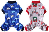KUTKUT Combo of 2 Pcs Dog Pajamas for Small Dog Boy Girl Fleece Puppy pjs Jammies 4 Leg Dog Clothes for Maltese, Shihtzu Winter Warm Onesies Jumpsuit Clothing for Pet Dogs Male Female - kutku