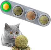 KUTKUT 4 Sphere Catnip Toy Cat Hairball Treat Snacks Cat Dental Treats Cat Ball Toy Sugar Kitten Snack Cat Digestion Promoter Cleaning Toys Teething Cat Nip Balls Silvervine Catnip Balls