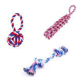 KUTKUT Combo of 3 Teeth Cleaning Chewing Biting Knotted Toys for Small Dogs Labrador, Golden Retriever - kutkutstyle