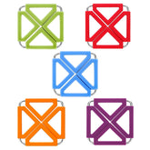 EZYHOME 5Pcs Silicone Trivet Mat Expandable Hot Pot Holder with Stainless Steel Frame for Home Kitchen Heat Resistant Insulated Hot Pads Coasters Table Dish Mat Tableware Placemat