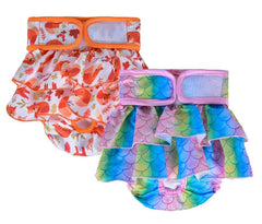 KUTKUT 2 Pcs Female Dog Adjustable Diapers Reusable Washable Super Absorbency Leak-Proof Dog Nappie Dresses for Dogs in Heat, Period or Excitable Urination, Sanitary Panties Dress - kutkutsty