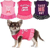 KUTKUT 3 Pieces Dog Cat Girl Dress, Pet Tutu Dress Dot Heart Mesh Puppy Dress Cute Dog Princess Skirt Elegant Pet Summer Apparel Doggie Clothes for Pomeranian, Maltese, Shihtzu etc - kutkutst