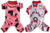 KUTKUT 2 Pcs Dog Bodysuits for Small Dog Boy Girl Fleece Puppy pjs Jammies 4 Leg Dog Clothes for Maltese, Shihtzu Winter Warm Onesies Jumpsuit Clothing for Pet Dogs Cats Male Female - kutkuts