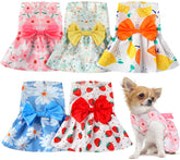 KUTKUT 5 Pieces Dog Dresses for Small Dogs Girls, Floral Puppy Dresses, Pet Dog Princess Bowknot Dress, Cute Doggie Summer Outits for Yorki, Shihtzu, Maltese etc - kutkutstyle