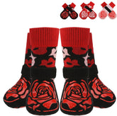 KUTKUT Dog Socks with Grips - Anti Slip Paw Socks for Dogs, Adjustable Stay-On Elastic Straps, Non-Skid Indoor Traction Socks for Small Medium Large Dogs, Puppies & Senior Dogs