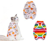 KUTKUT 2 pcs Cat Dog Sterlization Suit, Cat Surgery Recovery Suit | Physiological Poly Cotton Breathable Clothes for Abdominal Wounds or Skin Diseases Hook & Loop Closure Costume for Cats - k