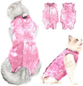 KUTKUT Cat Recovery Suit for Spay Onesize for After Surgery, Breathable Surgery Recovery Suit Female Surgical Spay Suit, Kitten Suit E Collar Alternative Anti Licking Wounds (PINK)