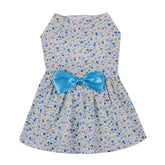 KUTKUT Lovely Floral Small Pet Frock | Ribbon Skirt for Small Dogs | Summer Clothing for Shih Tzu, Maltese, Yorkie Dog Wedding Dress (Blue)