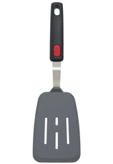 EZYHOME 600°F Heat Resistant Silicon Slotted Turner - Non Stick, Non Scratch Thin Spatula Reinforced Stainless Steel Core - BPA Free & Dishwasher Safe Kitchen Utensil (Dark Grey)