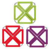 EZYHOME 3Pcs High Temperature Resistant Food-Grade Trivet Multifunctional Silicon Insulation Foldable Table Mat Trivet Pot Holder Creative Stainless Steel Pot Holder Hot Mat