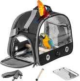 KUTKUT Bird Carrier with Perch Parakeet Travel Carrier Bag Portable Bird Backpack with Plate Breathable Parrot Travel Cage for Small Pets