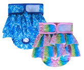 KUTKUT 2 Pcs Female Dog Diapers Adjustable Washable Reusable Super Absorbency Leak-Proof Mermaid Nappie Dress for Dogs in Heat, Period or Excitable Urination, Sanitary Panties - kutkutstyle