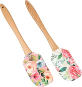 EZYHOME 2Pcs Cake Cream Spatula, Silicone Floral Cake Scrapers Cake Accessories Butter Scrapers Baking Spatulas for Kitchen Reusable Butter Scrapers Professional Baking Scrapers Tools (30cm *6 cm)