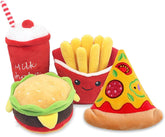 KUTKUT 4 Pack Squeaky Dog Toys, Non-Toxic and Safe Chew Toys for Puppy with Funny Food Shape, Durable Interactive Crinkle Plush Dog Toy for Small, Medium, Dogs - kutkutstyle