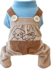 KUTKUT Small Dog Jumpsuits with Pocket Style for Puppy Kittens, Button Decor Non Sticky Hair Pullover Four -Legged Bodysuit Clothes for Chiuhuahua, Yorkii