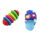 KUTKUT Set of 2 Durable Health Gear Gums Teething Chew Toy and Funny Plush Sleeper Design Squeak Sound Stuffed Chew Toy for Dogs and Cats