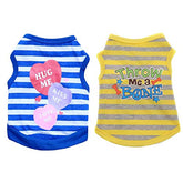 KUTKUT Combo of 2 Stripe Print Pet Vest Breathable Autumn,Spring & Summer Cotton Sleeveless Shirt for Small Dog and Cat (Size: L, Chest Girth 45cm, Neck Girth 32 cm, Back Length 35 cm) - kutk