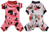 KUTKUT 2 Pcs Dog Pajamas for Small Dog Boy Girl Fleece Puppy pjs Jammies 4 Leg Dog Clothes for Maltese, Shihtzu Winter Warm Onesies Jumpsuit Clothing for Pet Dogs Male Female - kutkutstyle