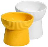 KUTKUT 2 Set Ceramic Small Dogs Food Or Water Bowl, Raised Cat Feeder Dishes with Stand, Elevated Pet Food Bowl for Cats and Small Dogs, Stress Free Backflow Prevention & Anti Vomiting - kutk