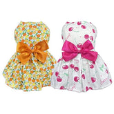 KUTKUT Lovely Floral Small Pet Frock | Summer Clothing for Shihtzu,Pug,Pomeranian Wedding Dress Pack of 2 (Oranges & Cherries)) - kutkutstyle