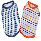 KUTKUT Combo of 2 Drooling Stripes Print Pet Vest Breathable Cotton Sleeveless Shirt for Puppy, Small Dog and Cat (Size: L, Chest Girth 45 cm, Neck Girth 32 cm, Back Length 35 cm) - kutkutsty