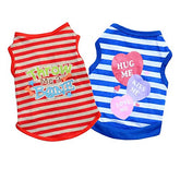 KUTKUT Combo of 2 Stripe Print Pet Vest Breathable Autumn,Spring & Summer Cotton Sleeveless Shirt for Small Dog and Cat (Size: L, Chest Girth 45cm, Neck Girth 32 cm, Back Length 35 cm) - kutk