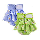 KUTKUT 2 Pcs Female Dog Adjustable Diapers Reusable Washable Super Absorbency Leak-Proof Dog Nappie Dresses for Dogs in Heat, Period or Excitable Urination, Sanitary Panties Dress - kutkutsty