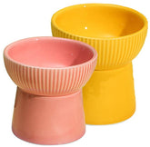 KUTKUT 2 Pcs Ceramic Cat Food Or Water Bowl, Raised Cat Feeder Dishes with Stand, Elevated Pet Food Bowl for Cats and Small Dogs, Stress Free Backflow Prevention & Anti Vomiting - kutkutstyle