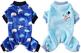 KUTKUT 2 Pcs Dog Bodysuits for Small Dog Boy Girl Fleece Puppy pjs Jammies 4 Leg Dog Clothes for Maltese, Shihtzu Winter Warm Onesies Jumpsuit Clothing for Pet Dogs Cats Male & Female - kutku