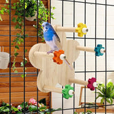 KUTKUT Bird Rotating Perch Toy,Durable Unique Wooden Ferris Wheel Parrot Toys with 5 Perches,Bird Cage Accessories for Parakeet, Cockatiel, Budgerigar,Conures, Lovebirds