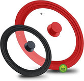 EZYHOME 2Pack Universal Lid for Pots and Pans,Heat-Resistant Tempered Glass Frying Pan Lid, One Size Fits All, Frying Cooking Pans Cover, Silicone Rubber Pot Lid (20/22/24 & 24/26/28cm) - kut